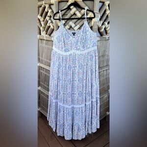 Torrid Tiered Challis Maxi Dress with Spaghetti Straps & Lace Insets Size 4X